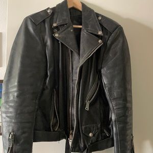 Vintage black leather biker jacket